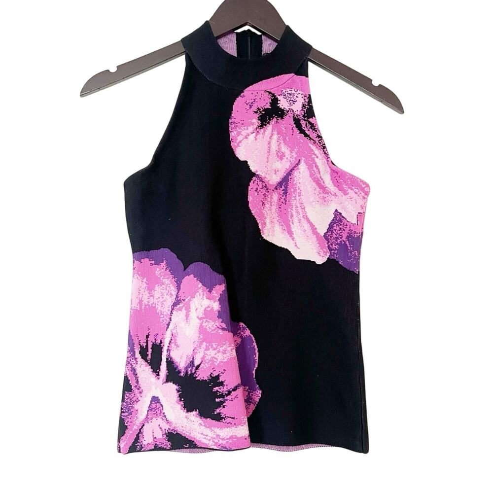 White House Black Market Floral Jacquard Sweater Tank Top